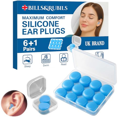 14 PCS Ear Plugs Silicone Earplugs for Sleeping, Snoring, Swimming, Travel & Studying – Reusable Noise Cancelling & Waterproof Ear Plugs for Men & Women, Soft Comfortable Hearing Protection