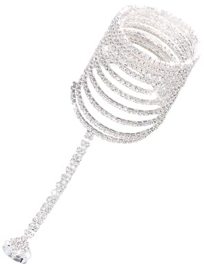 Greabuy Flerskikts kristallspolar för kvinnor stretch armring öppet armband överarm, 22cm, strass