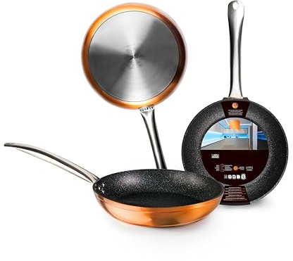 30 cm kopparpanna, non-stick-material, ergonomiskt handtag, lämpligt för alla typer av spisar. Designad för: daglig matlagning och stekning.