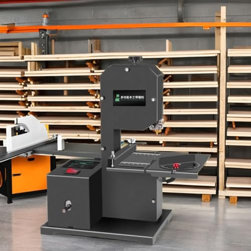 Sierra de cinta eléctrica de 800 W para madera y acrílico, profundidad de corte de 70 mm, garganta de 90 mm, cortes rectos y curvos de precisión, inglete de 45°, herramienta de taller multifuncional