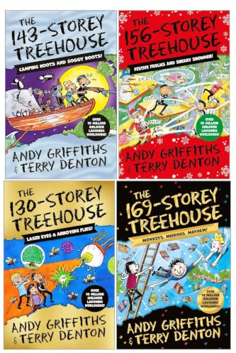 The Treehouse Storey Series 4 Books Collection Set (Books 10-13) by Andy Griffiths & Terry Denton - 130 Storey, 143 Storey, 156 Storey, 169 Storey