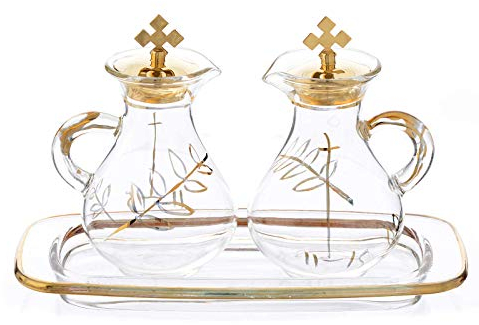 Holyart Ampolline in Vetro Vassoio Quadro Decoro Oro