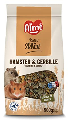 Aimé | Nutri'Pellets | Nourriture pour Hamster, Gerbille et Rat | Aliment complet | Repas Granulé à base de Vitamines et Fibres | Fabriqué en France | 900g