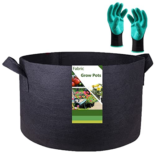 300 Gallonen Hochbeet Gartentasche (152.4x61 cm) Pflanzbeutel für Tomatenpflanzentopf, Kartoffelpflanzgefäß, Blumenbeet, Kräuterpflanzbeutel, Hofabfallbeutel, Blattbeutel mit Gartenarbeit Handschuhe