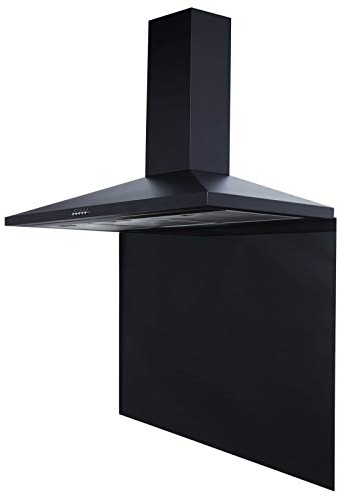SIA 100cm Black Chimney Kitchen Cooker Hood Extractor Fan And Glass Splashback