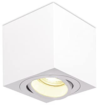 lambado® Premium LED Aufbauleuchte/Deckenstrahler Set inkl. 230V 5W GU10 Spots dimmbar - dezente Aufbaustrahler/Deckenspots (eckig, weiss, schwenkbar)