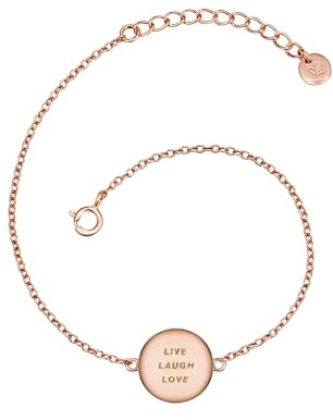 GLANZSTÜCKE MÜNCHEN Damen Armband 925/- Sterling Silber roségold | rosévergoldet 14 Karat, Ankerarmband, Live Laugh Love, Federring