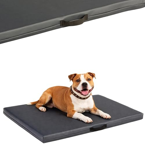 COOL PET Orthopädische Hundematratze, 100 × 67 × 5 cm – VISCO-Schaumstoff (Memory-Schaum), strapazierfähiger Bezug aus hochwertigem Kunstleder mit wasserabweisendem PVC-Anstrich, Made in EU, Grau