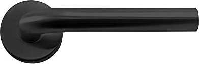 Micel Juego de Manilla con Roseta Circular para Puerta Interior manivela Negra Forma L, Aluminio, 50mm