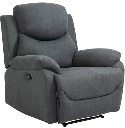 HOMCOM Sillón Reclinable de Salón Sillón Relax Reclinable Manual con Reposabrazos y Reposapiés Carga 150 kg Sofá Relax para Salón Dormitorio Gris
