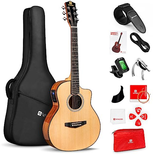 3/4 Size Electric Acoustic Guitar, 36 Inch Acoustic Electric Guitar, Cutout Acoustic Guitar Pack for Beginners and Students, Spruce Top, Guitar