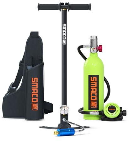 SMACO Mini Tauchflasche 1L Kleine Sauerstoffflasche Tauchen Mini Taucherflasche bis zu 20 Minuten Tauchen Sauerstofftank Taucher Set Tauchausrüstung Tragbare S400