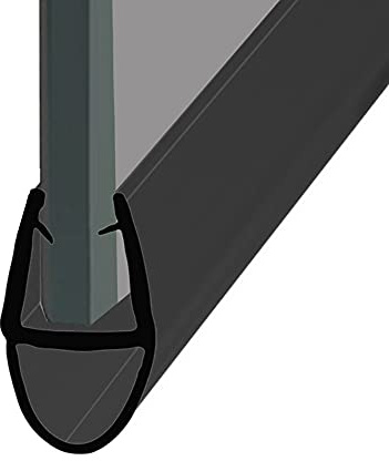 Shower or Bath Screen Door Seal | Fits 4, 5 or 6mm Glass | Round Bubble Shape Seals Gaps of Up to 7mm | 80cm, 90cm, 140cm, 2m or 2.6m Long | SEAL001 (80cm, Black)