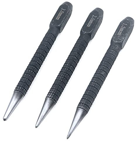 Coshar High-Carbon Steel Center Punch Kit 3-Piece Center Punch Metal Wood Marking Tool