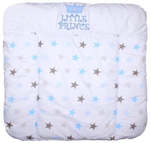 Wickelauflage mit Applikation - Prince Star Blau - Wickeltischauflage Baby Auflage (70 x 85 cm)