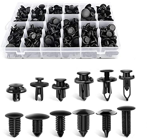 Remaches Plastico,240pcs Remaches Plásticos de Parachoques Clavijas Universales,Remaches Plastico Coche Universal 12 Tamaño Común, Coche Parachoques Plastico Panel Sealing Strip Clips Fijos