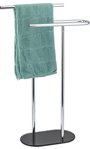 bremermann Porte-serviettes sur pied, 2 barres, avec fond en verre, noir