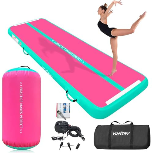 VOFiTNY Aufblasbare Gymnastikmatte mit Tumbling Barrel Tumble Track Matten für Gymnastik Air Roller Gymnastik Barrel Tumbling Track für Zuhause und Fitnessstudio