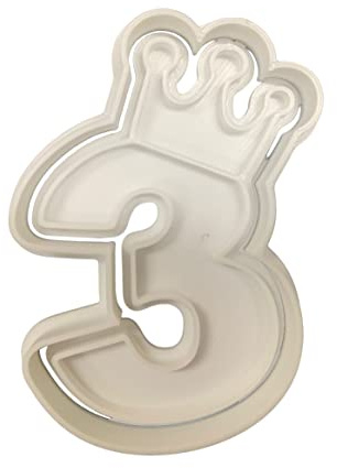 The Cookie Cutter Hub Cortador de galletas con forma de corona número 3 de 9 cm y grabador a juego para galletas, galletas, arcilla, decoración de hornear
