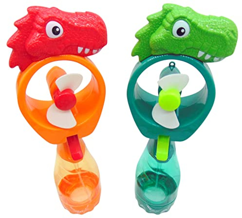 Westmon Works Dinosaur Misting Spray Bottle Fan Kids Personal Cooling Mist Portable Handheld Humidifier Powered Tyranasaurus T-Rex Fans with Mist for Boys or Girls, Set of 2