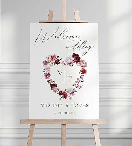 Manschin-Laserdesign Willkommensschild Aluverbund personalisiert - Made in Germany - Welcome Willkommen Schild für Hochzeit (80x55cm)