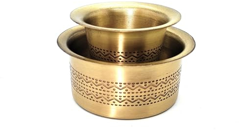 Coffee filter indian style designer dabra set South Indian Brass Coffee Cup and Tumbler Set, Madrasi Filter Coffee Set heavy duty matte finish classic style