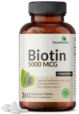 Futurebiotics Biotin 5000 MCG Supports Healthy Hair, Skin, Nails & Energy Production Non-GMO, 360 Vegetarian Tablets
