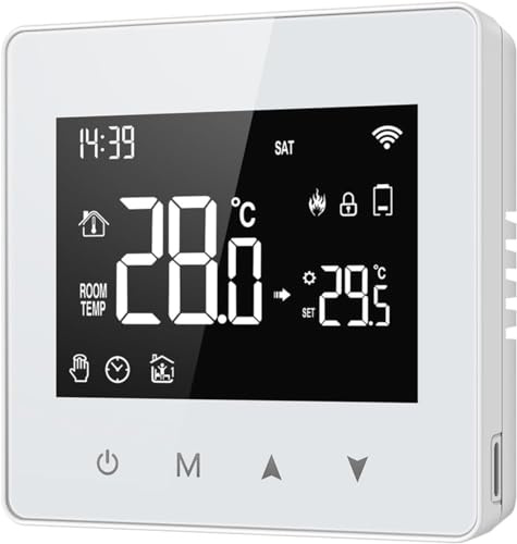YUETTYY Thermostat WiFi, thermostat Tuya alimenté par batterie, thermostat programmable intelligent, thermostat WiFi monté sur le mur de la Caldera Smart Life compatible avec l'application