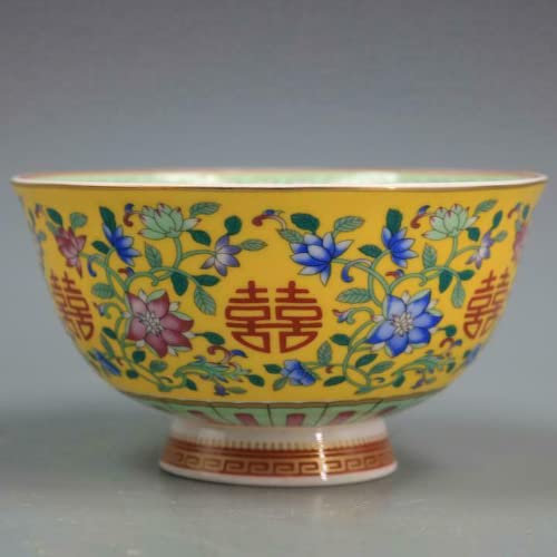 WEKIVA Keramikschüssel, Suppenschüssel, Reisschüssel aus Porzellan im antiken Palaststil, Breischüssel, Suppenschüssel, 11,7 cm, chinesische Famille-Rose-Porzellanschale mit handbemaltem Muster