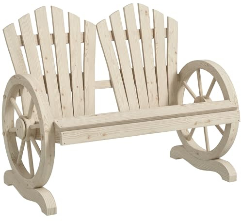 Outsunny 2-Sitzer Gartenbank mit Armlehne 108 x 66 x 95 cm Naturholz