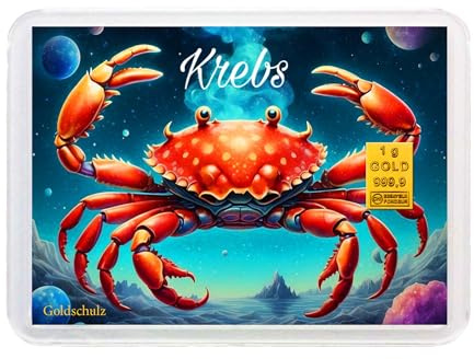 Goldschulz Goldbarren 1g 1 Gramm Motivbox - Sternzeichen Krebs - Geschenk + Echtheitszertifikat
