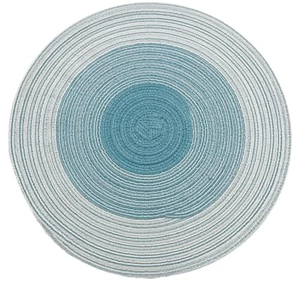 6 Stück Rund gewebte Tischsets, Tischset,Platzset Rund Abwaschbar Platzdeckchen Baumwolle Tischsets Hitzebeständigem Tisch Tischsets für Party, Hochzeit,Restaurant (Hellblau,18cm)
