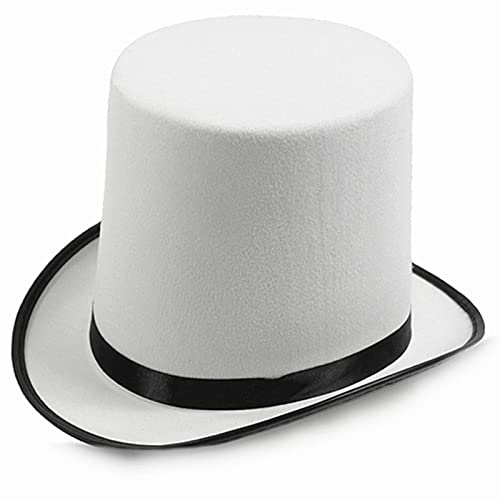 WYLZLKX Pork Pie Hut Zylinder Fedora Hut ian Zylinder Bowler Zylinder Hut ian Performed Hat, 17 cm hoch, weiß u, hat circumference 56-60cm/22.05-23.62in