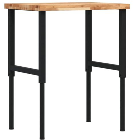 vidaXL Banco Lavoro 80x60x(73-99,5) cm Legno di Acacia Rettangolare, tavolo da lavoro, postazione da lavoro, banco da lavoro in metallo