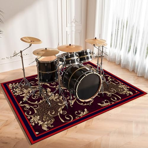 140 x 120 cm Hochwertiger Schlagzeugteppich Professionelles rechteckiges Elektronisches Jazz Schlagzeug Kit für Bass Drum Snare Drum und andere Instrumente Teppich Rutschfeste Schallschutzteppich