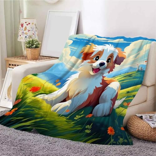YZQGLHP Decke Wiese Kuscheldecke Hund Decken Karikatur Ueberwurfdecke 70x100 cm Flauschig Flanell Wohndecke als Sofadecke Reisedecke Ganzjahresdecke