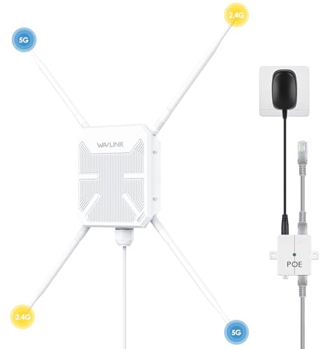 Wavlink AC1200 Ripetitore WiFi da Esterno con Antenna a Lungo Raggio - Amplificatore PoE per Grandi Spazi Remoti