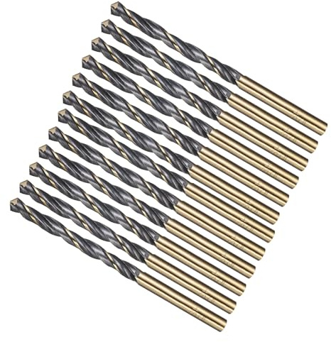 METALLIXITY Brocas (5mm) 12pcs, Acero de Alta Velocidad 4341 Vástago Recto 118° Acabado Negro y Dorado para Cobre Aluminio Madera Plástico Metal de Dureza Media