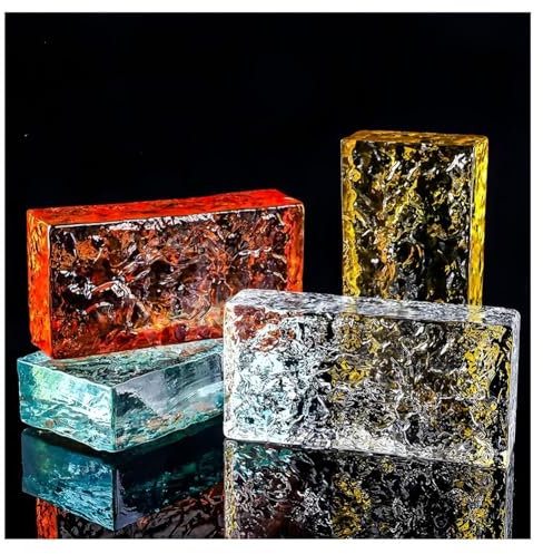 Zfmnoyev Briques De Verre Haute Transparence, Briques De Cristal Pleines Double Face, Blocs De Verre À Isolation Phonique Et Thermique, Utilisés dans des Domaines Tels Que Les(Rosso)