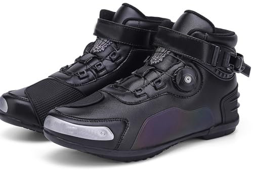 Botas De Moto Impermeables Y Ventiladas para Hombre, Cortas Y Protectoras Hasta El Tobillo De Ante para Verano para Andar En Bicicleta Urbana Informales para Motociclistas.,Black-39