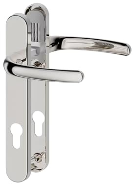 Polished Chrome - Direkt uPVC Door Handle 122mm Screw Centres 92PZ – Sprung Lever/Lever Replacement Set for Double Glazing & Composite Doors – Reversible, Weather-Resistant & Salt-Spray Tested