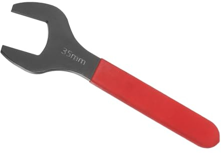 Awclub 35mm Single Open End Wrench, 15 Degree Offset Thin U-Shaped Spanner with Red Shank, Black Finish for Automotive Repair & Furniture Assembly