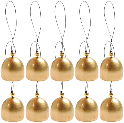 Generisch 10 Stück Goldene Metall Weihnachtsglocken mit Band zum Basteln Kleine Glockenanhänger für Selbstgemacht Windspiele und Home Dekoration im Eleganten Vintage Stil