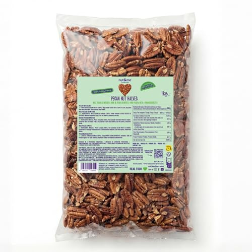 nut&me Nueces pecanas enteras 1 kg | Sin gluten, aditivos ni sal, Topping para Repostería, ensalada o granola, Variedad Fancy