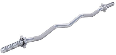 GORILLA SPORTS® SZ Curlstange - 30mm, 120cm Länge, mit 2x Sternverschlüssen, bis 180kg Belastbar, verchromt, rutschfest, Chrom, Schwarz oder Silber - Hantelstange, SZ Stange, Curlhantel, Langhantel