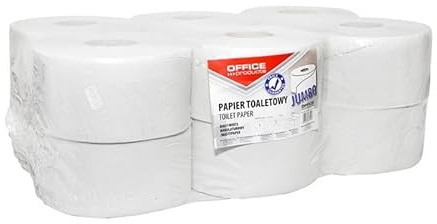 OFFICE PRODUCTS Toilettenpapier Zellulosetoilettenpapier JUMBO BASIC/Weiß/Recycling Hygienepapier 1-lagig, 12 Rollen/Wc Papier