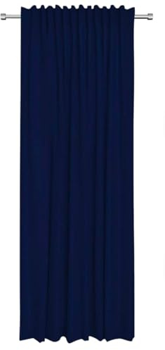 Rollmayer Vorhänge 2er Vivid Dunkel Blau 16 135x215cm mit Tunnelband | Hochwertig, Blickdicht, Uni einfarbig, Gardinen Schal für Schlafzimmer