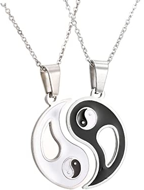 LAFATINA Yin und Yang Anhänger Kette Halskette für Herren Damen Taichi Halloween Weihnachten Freundschaft Anhänger Kette