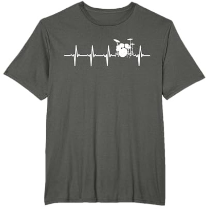 Schlagzeug T-Shirt für Drummer - Herzschlag EKG Motiv T-Shirt