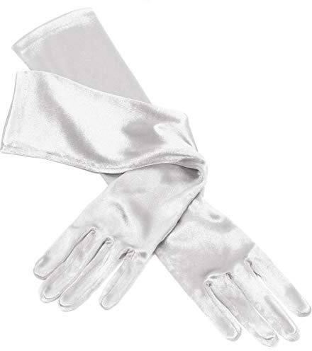 Thetru Kostüm Zubehör Gala Handschuhe elastisch 48cm Karneval weiß